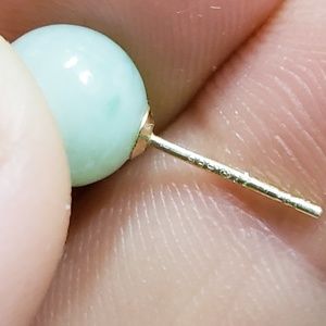 Jewelry - 14k Gold, Green Jade Stud Earrings Jewelry - 14k Gold, Green Jade Stud Earrings